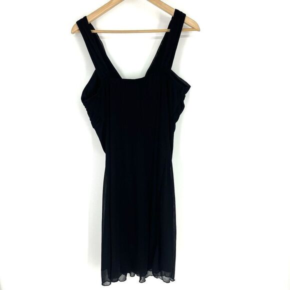 Y2K Vintage Deb Dress Size 1X Black Mesh Whimsigoth Flowy Grunge Sleeveless - Picture 7 of 8